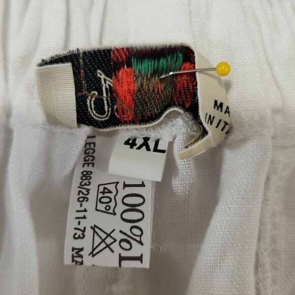 Vanity Made in Italy 100% Linen White Cropped Zip Button Front Pants Size 4XL - Picture 15 of 15